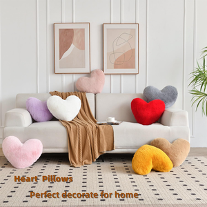 Girls Room Bed Ornament Soft Rainbow <strong>White</strong> <strong>Fluffy</strong> Case Heart Shape Cuddle Plushie Custom Home Decorative Throw <strong>Pillow</strong> - Product Image 4