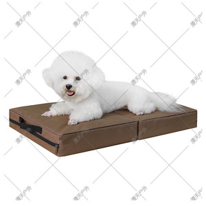 Tapis de couchage pliable pour animaux de compagnie, en daim marron clair, lit rectangulaire pour chien avec design détachable pour une utilisation intérieure et extérieure - Product Image 2
