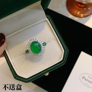 Anello di Lusso con Smeraldo a Forma di Uovo, Agata <span class=keywords><strong>Verde</strong></span> e Zirconia Cubica, per Fidanzamento e Matrimonio - Product Image 4