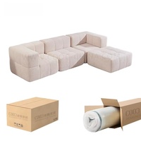 Canapé d'angle en mousse compressée sous vide, design moderne, dossier capitonné en L, avec repose-pieds, pour hôtel, salon, revêtement en tissu