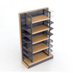 特注木目ゴンドラ棚スーパーマーケットディスプレイラック金属機器ラック棚 - Product Image 2