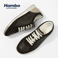 Chaussures décontractées Hambo avec logo personnalisé, chaussures décontractées en cuir véritable avec logo personnalisé, chaussures de marche quotidiennes de haute qualité, 38-44