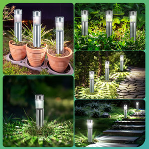 Aigostar 12 pezzi giardino esterno LED luci solari IP44 bianco freddo 6500K 5W lampade in acciaio inox con certificazione RoHS - Product Image 2