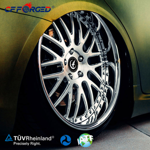 Rines Forjados CF de 19 y 20 Pulgadas, 5x114.3, 2 Piezas, para LC500 y <span class=keywords><strong>Tesla</strong></span> Model 3, Cromados, Pulidos, con Borde Profundo - Product Image 1