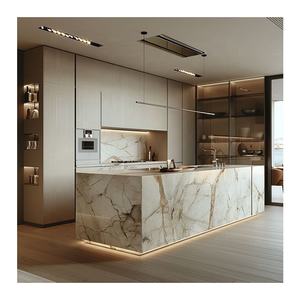 Gabinete de almacenamiento de Isla de mármol con tablero de melamina de partículas Mdf inteligente minimalista gabinetes de cocina modulares - Product Image 4