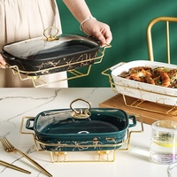 Ensemble de plats chauds en marbre pour buffet, soupe, casserole, plats chauds pour la restauration, chauffage au feu, pot à soupe en céramique