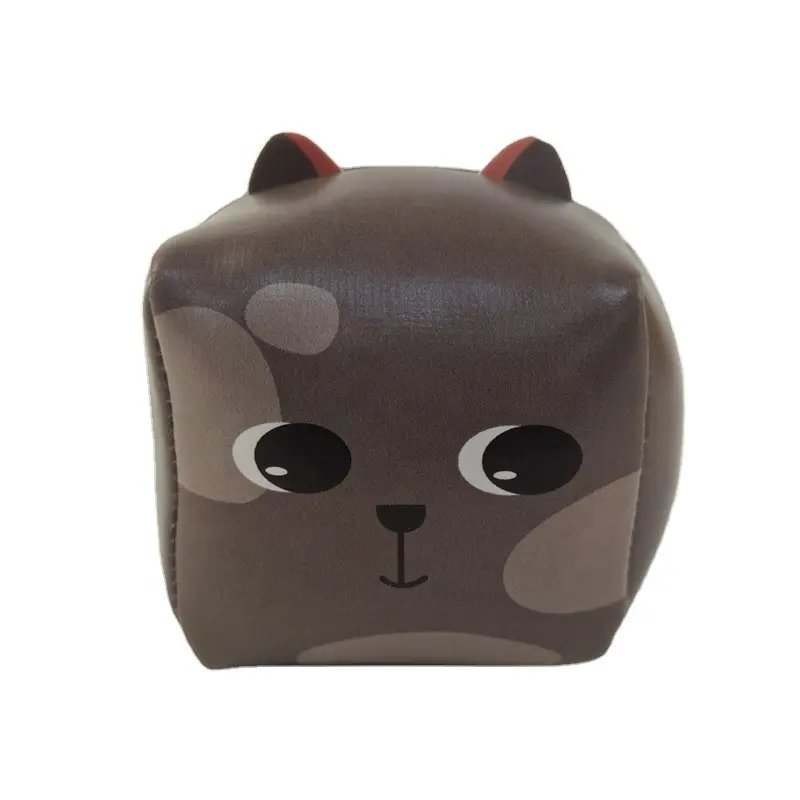 Colore personalizzato peluche carino lupo grigio forma di orso feltro PU cubo giocattolo per bambini per i bambini