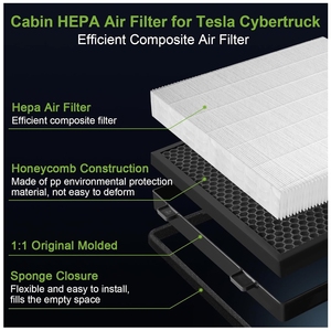 Bộ lọc không khí HEPA cho xe Tesla Cybertruck, bộ lọc khí nạp trong cabin thay thế với than hoạt tính, phụ kiện Cybertruck 2024 <span class=keywords><strong>2025</strong></span> - Product Image 5