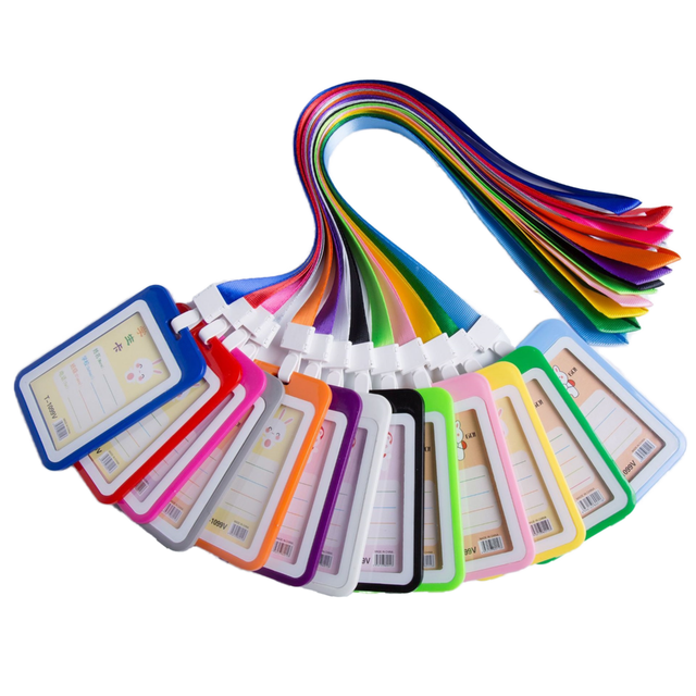 Candy-colored Abs Identity Badge Lanyard Plastic Work Id Neck Strap for Bus Access Student Card Holders