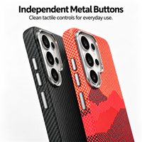 Étui de téléphone magnétique à boutons métalliques indépendants avec motif en fibre de carbone C0564 pour Samsung Galaxy S24 Ultra S25 Plus S26