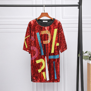 Maglia da calcio personalizzata WINGTU da donna <span class=keywords><strong>con</strong></span> <span class=keywords><strong>paillettes</strong></span>, maglia lunga da festa <span class=keywords><strong>con</strong></span> <span class=keywords><strong>paillettes</strong></span> brillanti - Product Image 4