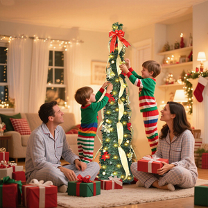 Nuevo Set <span class=keywords><strong>de</strong></span> Árbol <span class=keywords><strong>de</strong></span> <span class=keywords><strong>Navidad</strong></span> Plegable con Lazos y <span class=keywords><strong>Cintas</strong></span> Elásticas, Decoración Navideña para el Hogar - Product Image 1