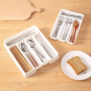 Contenedor de almacenamiento rectangular para <span class=keywords><strong>el</strong></span> hogar, vajilla de cocina, organizador de <span class=keywords><strong>escritorio</strong></span> de PP de inyección, bandeja de cajón para organización de <span class=keywords><strong>escritorio</strong></span> - Product Image 3
