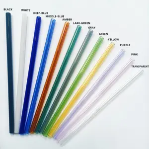 8x200mm Reusable Straws Glass Drinking Glass Straw in Stock and Ready to Ship with Bulk Packing