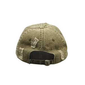 Gorra de Béisbol Vintage Verde Oliva de 6 Paneles con Bordado y Detalles Desgastados, Ajustable para Adultos, Unisex, Uso Casual - Product Image 3