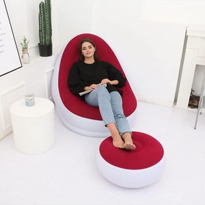 Sillón Doble Inflable de PVC, Sofá Tipo Puff con Reposapiés, Silla Reclinable Plegable para Exteriores - Product Image 1
