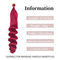 Tresses françaises bouclées en fibre de qualité supérieure de 22 pouces Tresses faciles à tresser Réglage de l'eau chaude Vague lâche Cheveux au crochet Cheveux de tressage noirs naturels