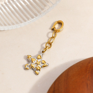 Ensemble de breloques bikini en acier inoxydable, pendentifs étoile de mer et trèfle à quatre feuilles, or et argent, bijoux de plage estivaux - Product Image 3