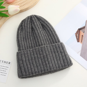 Logo personalizzabile all'ingrosso autunno inverno Unisex caldo 100% in acrilico cappelli in maglia di colore solido all'aperto arrotolato bordo immagine dei berretti - Product Image 6
