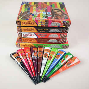 Una caja de 12 tonos naturales rojo granate negro India Henna pasta cono crema a base de plantas para acabado mate pintura de uñas con pecas - Product Image 1
