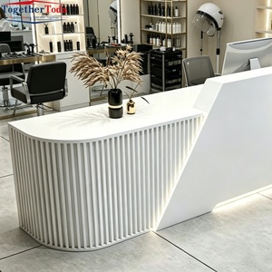 Mostrador de Recepción Curvo con Iluminación LED, Moderno, para Salón de Belleza, Peluquería, Spa, Hotel, Tamaño Personalizado - Product Image 3