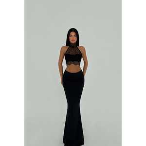 Traje Formal Negro con Decoración de Botones y Falda - Product Image 3