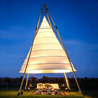 Tente Safari 4x4m en Toile Oxford Coton Matériaux PVC/PVDF Quatre Saisons Imperméable 7000mm UV50+ Ouverture Rapide Portable Droite