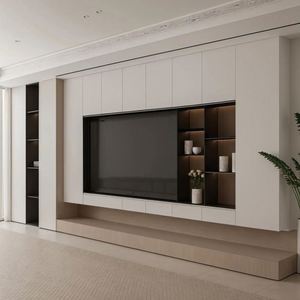 Meubles de salon, rangement, supports TV muraux modernes personnalisés, armoires de présentation en bois, design contemporain élégant - Product Image 2