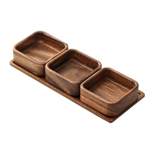 Walnut Wood Dried Fruit Box Solid Wood Snack Plate Stackable Nut Dish Chinese Tea <b>Tray</b> <b>Small</b> Serving <b>Tray</b> - Product Image 5