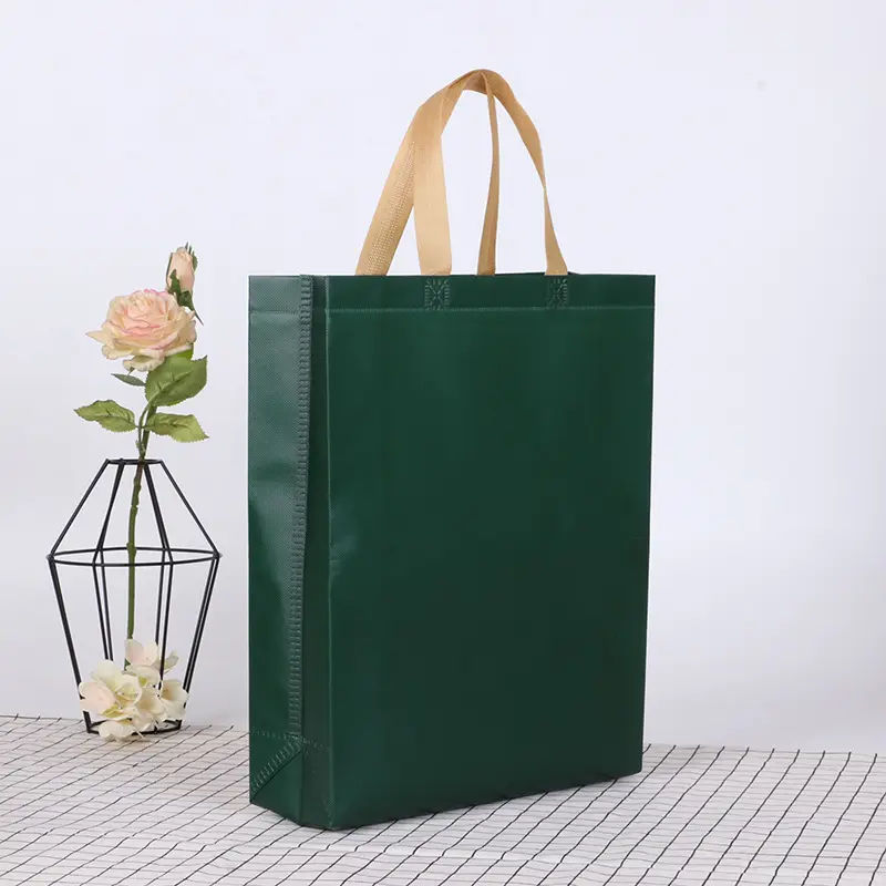 कस्टम लोगो पदोन्नति ग्रीन रंग उपहार पैकिंग बैग पुन: प्रयोज्य पीपी गैर बुना शॉपिंग बैग गैर बुना बैग
