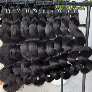 Soft <b>Body</b> <b>Wave</b> Human Hair Bundles Natural Black Double Weft Thick Full Hair Extensions For Hair Vendors And Salon Use - Product Image 2