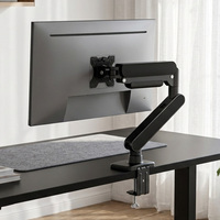 Support d'écran d'ordinateur noir brillant 32 pouces, texture métallique, bras inférieur en aluminium, capacité de 2 à 9 kg, directement de l'usine
