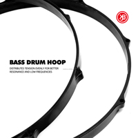 Beatello 22 Inch Drum Hoop 8 Hole Drum Circle 2 Piece Black Color Music Instrument Resin Bass Kick Drum Hoops