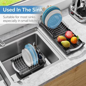 Stainless Steel Extensible <b>Dish</b> Drainer Removable Cutlery Holder <b>Dish</b> Drying <b>Rack</b> Extendable Kitchen <b>Dish</b> <b>Rack</b> - Product Image 4