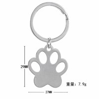Tag ID Hewan Peliharaan dari Baja Anti Karat dengan Ukiran Khusus, Cetakan Jejak Kaki, Personalisasi Nama untuk Kalung Anjing/Kucing, Dilengkapi Gantungan Kunci