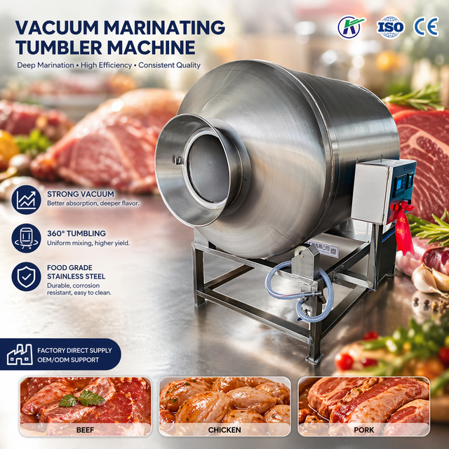 Food Grade Vacuum Marinator Machine for Meat Processing Plant Vacuum Tumbling Equipment for Chicken Wings Beef Steak