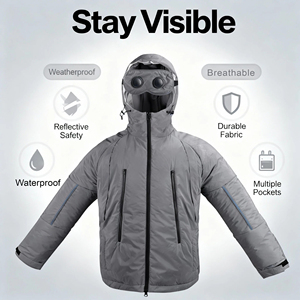 Extérieur coupe-vent hors route Scooter moto imperméable gris respirant <span class=keywords><strong>réfléchissant</strong></span> veste de sécurité - Product Image 3
