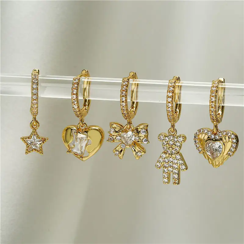 2023 New Fashion Jewelry Bow Tie Pendants Statement Gold Hoop Designer Earrings