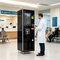 Distributeur automatique de café pour espaces commerciaux et bureaux, entièrement automatique, 58 choix, écran tactile 21,5 pouces, paiement par QR code, carte de crédit et pièces de monnaie