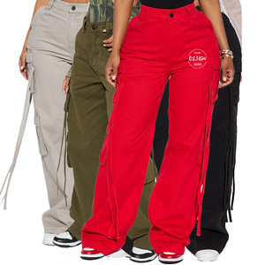 Nuovi Pantaloni <span class=keywords><strong>Cargo</strong></span> da <span class=keywords><strong>Donna</strong></span> 2026, Stile Vintage Sportivo da Strada, Multi-Tasca, Gamba Larga, Chiusura con Zip, Casual - Product Image 1