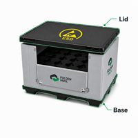 Couvercle et base moulés par soufflage ESD avec loquets verts, taille personnalisée, emballage réutilisable pour boîte à palettes