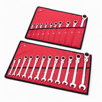 Lot de 10 clés à douille doubles en acier au carbone CR-V finition miroir rouge de 8 à 19 mm pour l'entretien automobile