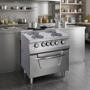 NOUVEAU Fourneau à gaz et électrique 4 brûleurs, double unité, installation sur table, en acier inoxydable, qualité commerciale, avec commandes à bouton, US - Product Image 2