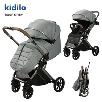 Poussette bébé pliable Kidilo 6600F, cadre en alliage d'aluminium léger, roues 3D en PU, poignée réglable, capacité 20 kg