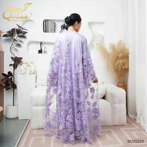 EID ramazan Habib mor boncuklu Abaya Femmes Robe Musulmane toptan lüks 2 parça Abaya üreticileri - Product Image 6
