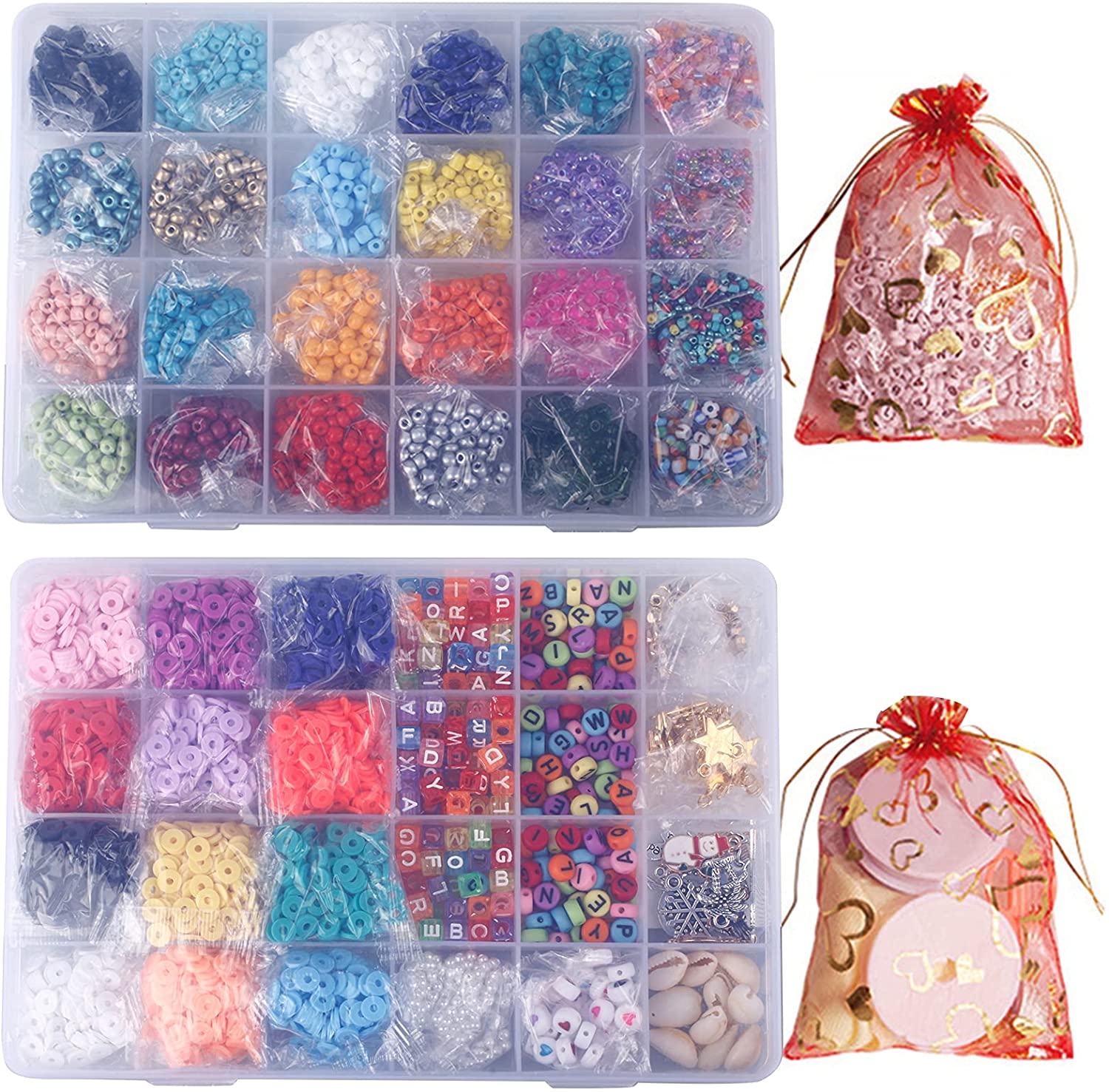 9500 + стеклянные бусины, бусины из полимерной глины для изготовления ювелирных изделий, наборы для рукоделия, браслетов, ожерелий, колец, ножных браслетов, плоские бусины