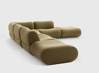 Canapé d'angle compact en tissu, modèle de design moderne et minimaliste, carré, modulaire, pour petit salon, garni d'éponge