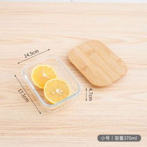 ฝาครอบแก้วบอโรซิลิเกตทรงสูงกล่องอาหารกลางวันทรงสี่เหลี่ยมทรงสูงทำจากไม้ไผ่ใช้ในสำนักงาน - Product Image 4