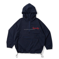 Veste Anorak Homme Légère Imperméable Ripstop avec Logo Personnalisé Squirorkop, Coupe-Vent à Capuche Demi-Zip, Type Survêtement