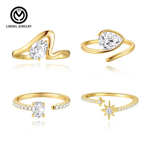 Anillo Ajustable <span class=keywords><strong>de</strong></span> Plata <span class=keywords><strong>de</strong></span> Ley 925 con Circonitas, Diseño Geométrico <span class=keywords><strong>de</strong></span> Estrella, Estilo Lujoso y Ligero AR014, para Mujeres y Niñas, Uso Diario - Product Image 1